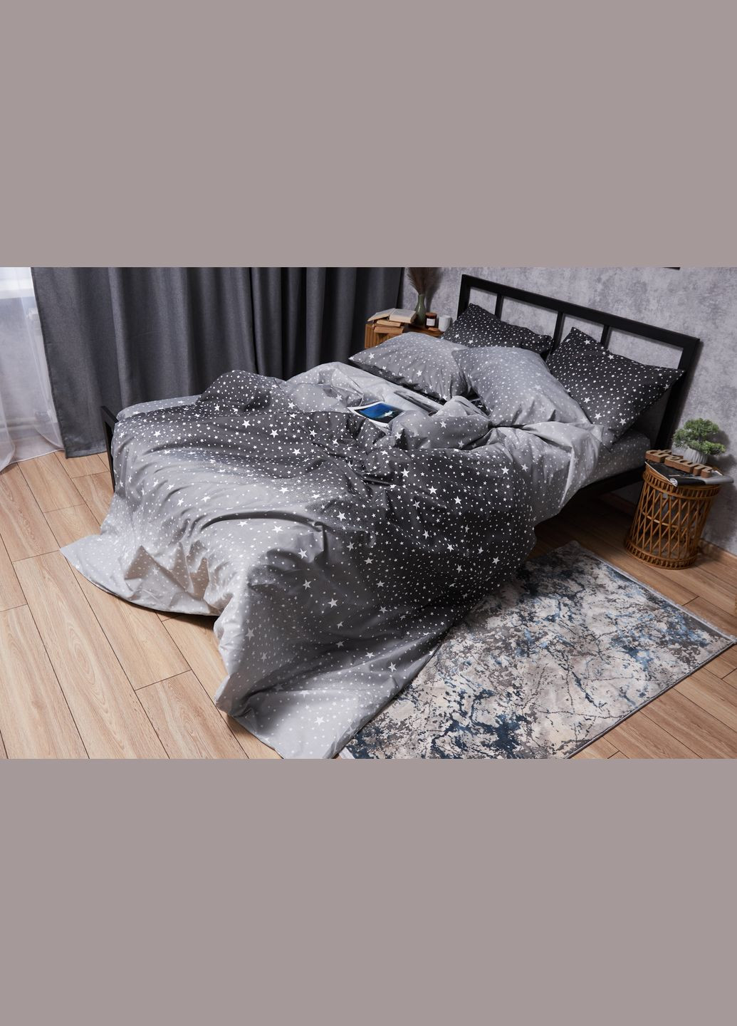 Комплект постельного белья Микросатин Premium «» евро 200х220 наволочки 2х50х70 (MS-820005121) Moon&Star starry night (293147991)