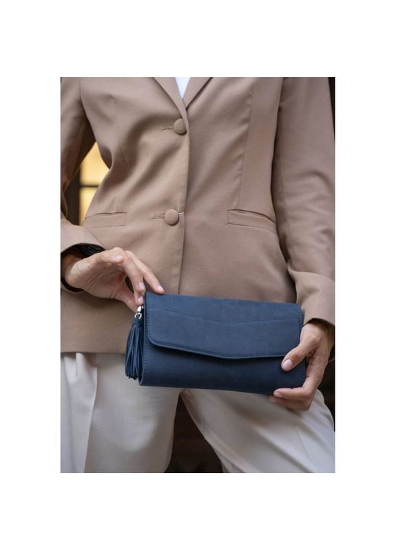 Сумка жіноча шкіряна через плече з ремінцем Еліс синя Crazy horse BlankNote (302009128)