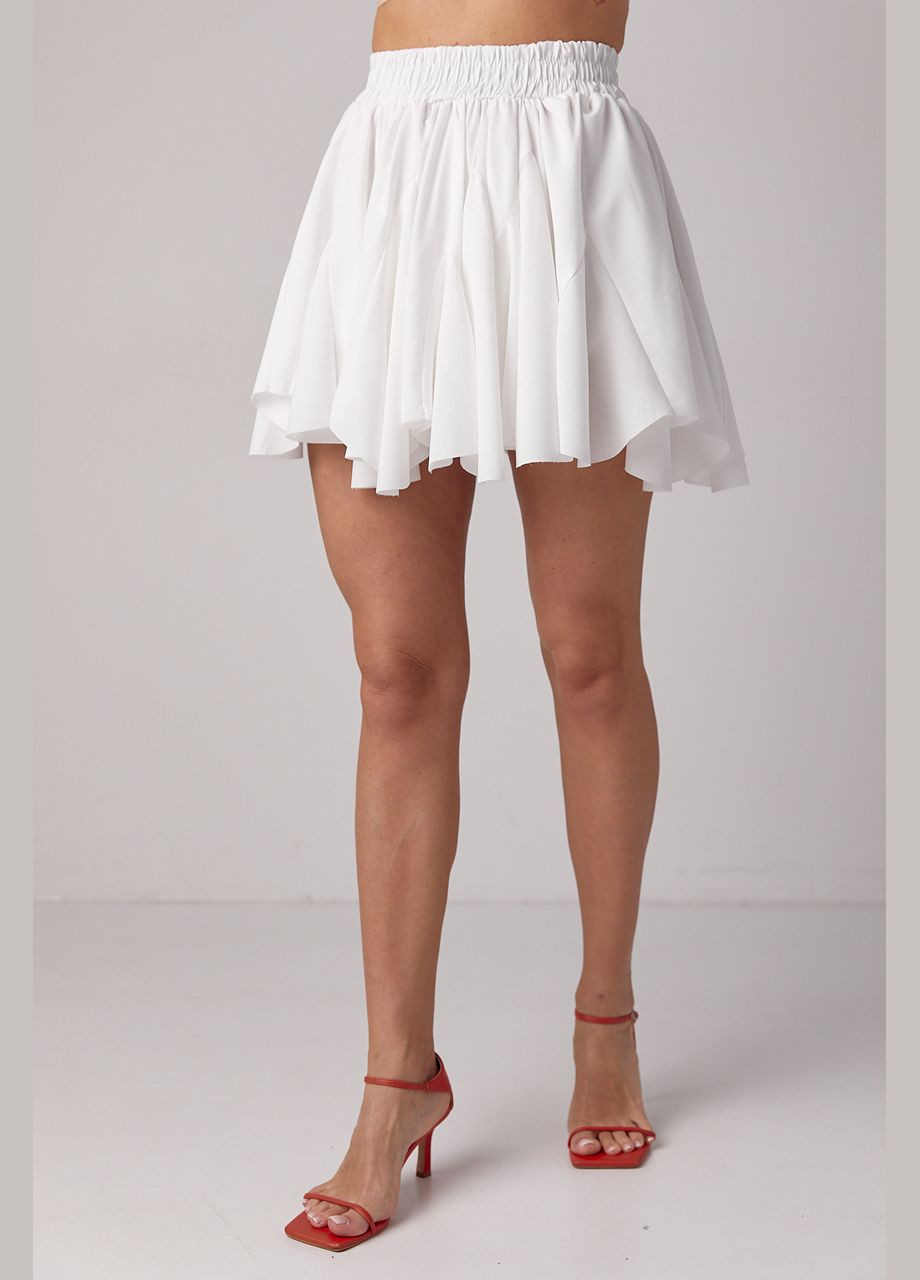 Молочная коктейльный короткая юбка с клиньями - молочный Lurex