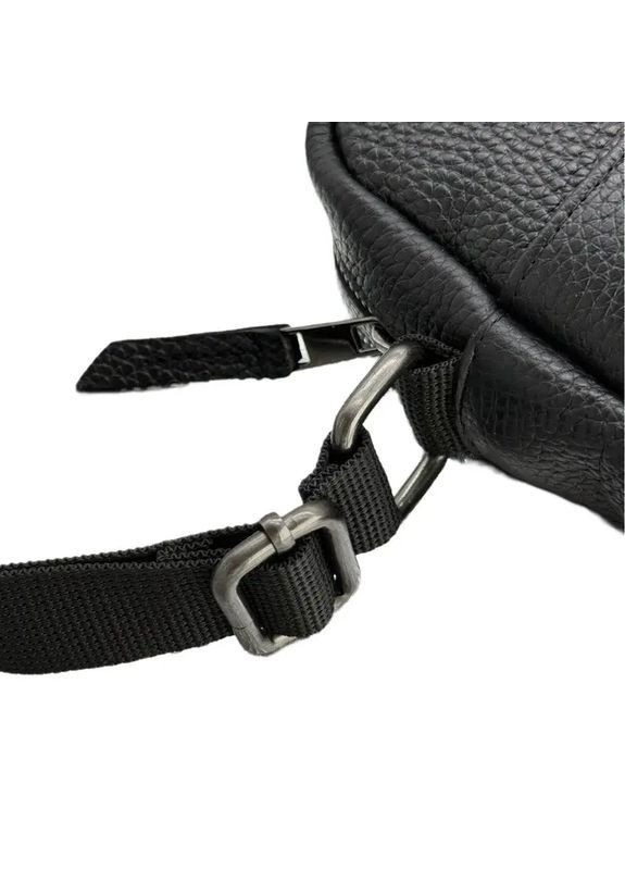 Мужская сумка из натуральной кожи на молнии, черная El.Club 813510 (370286716)