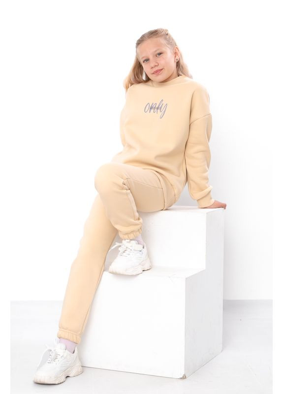 Теплый подростковый костюм для девочки (свитшот и брюки) с надписью (p-12018) Носи своє (363261025)