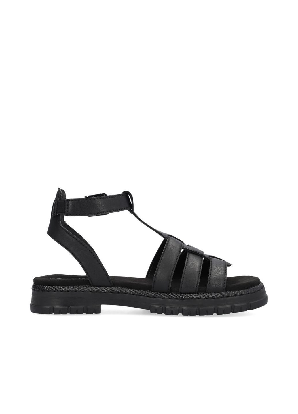 Черные босоножки (р) кожа 0-1-1-v-4255-00 Rieker с ремешком