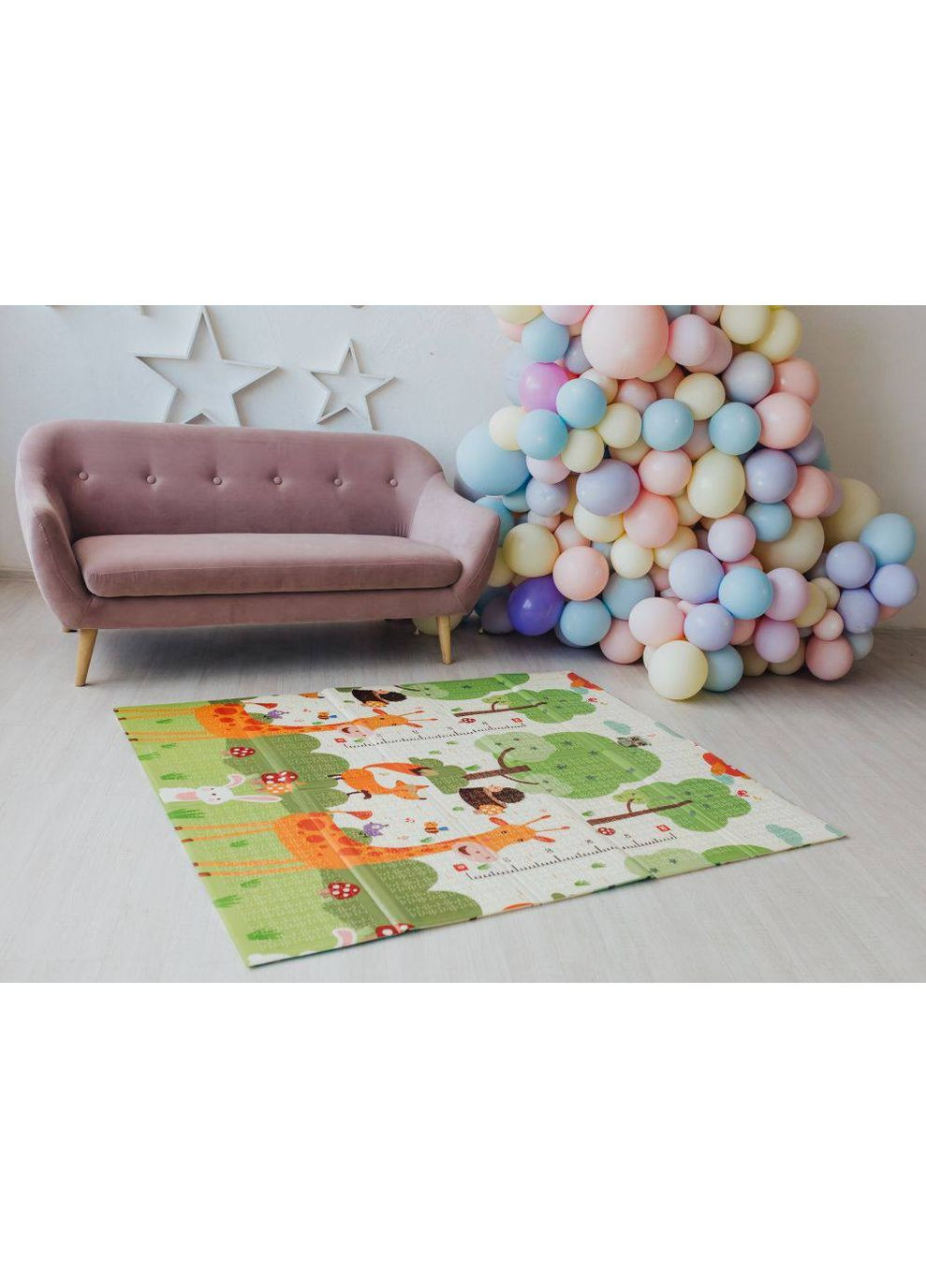 Двухсторонний развивающий термоковрик EVA B-40096 Медвежонок и зебра 150 х 180 см с сумкой Bambi (370693762)