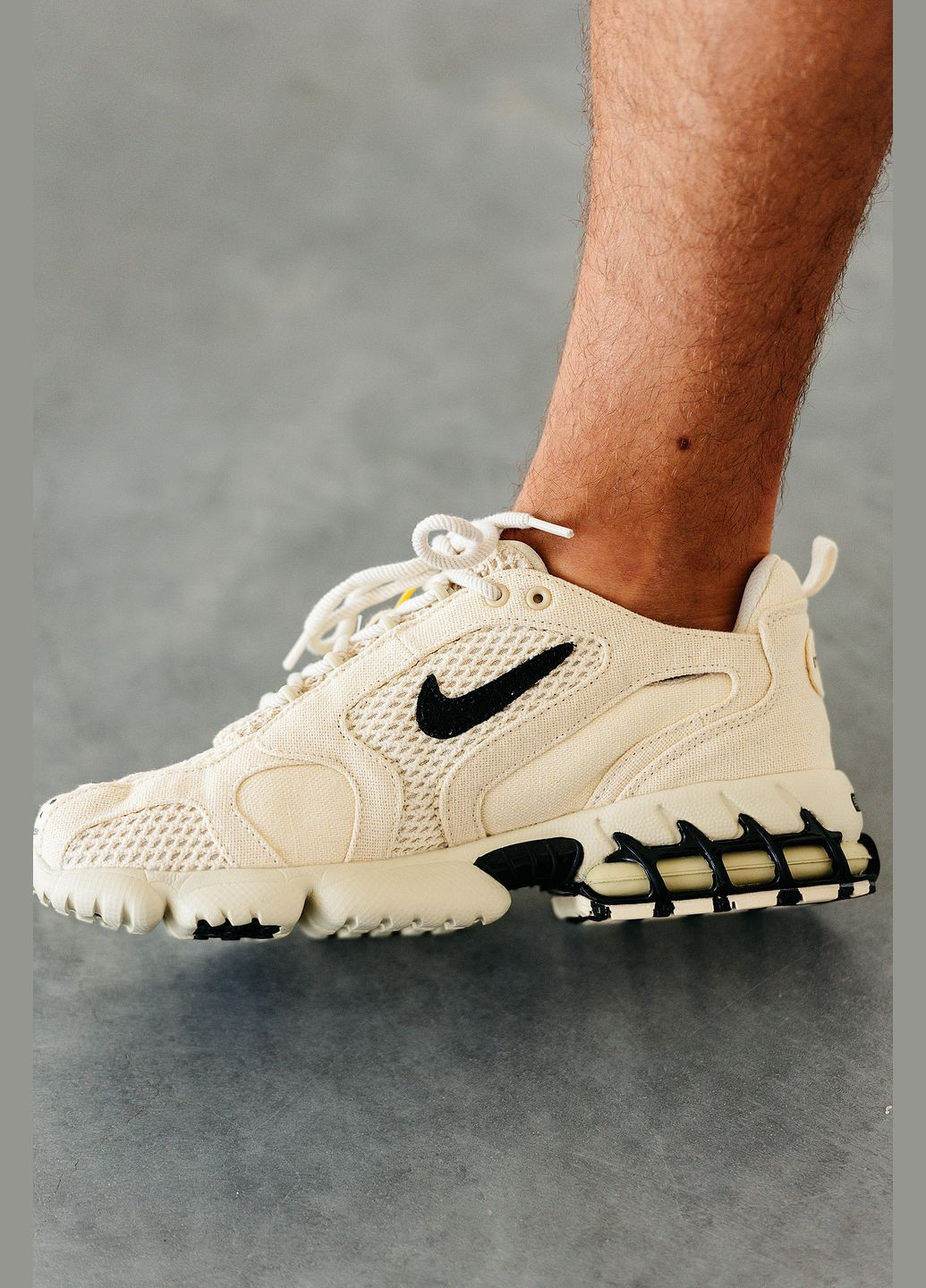 Бежеві Осінні кросівки чоловічі і жіночі nike air zoom spiridon cage 2 x stussy beige | найк аір зум бежеві No Brand