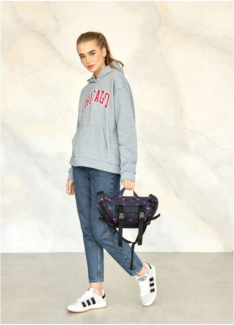 Велика тканинна жіноча поясна сумка бананка принт Фламінго (871038721) Sambag (360965552)