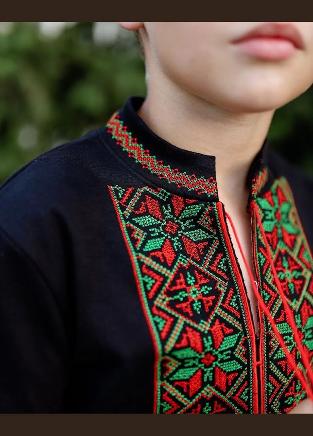 Чорна вишиванка для хлопчика з коротким рукавом hc (h001-6127-015-22) (290112504)