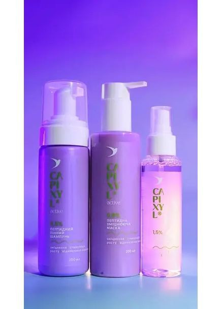 Набір для зміцнення та росту волосся 3в1 Capixyl Active з пептидами (шампунь, маска,сироватка) Soika (366869081)