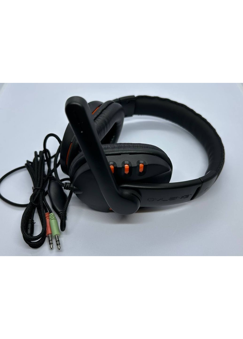 Игровые наушники накладные с микрофоном для компьютера кожзам 32Ом 20Гц-20кГц 3,5мм (mini-jack) X6 Черно-оранжевый Ovleng (350349077)