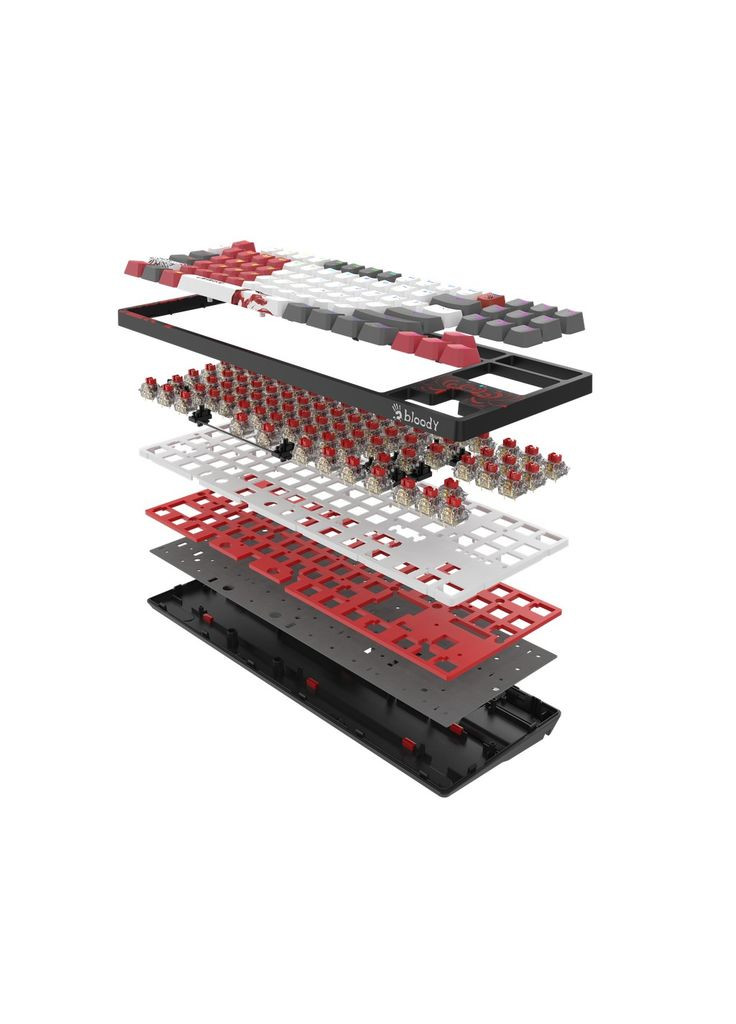 Механическая игровая беспроводная клавиатура Bloody WS87 (Naraka), USB, RGB подсветка, BLMS Red Plus Switch A4Tech (333824889)