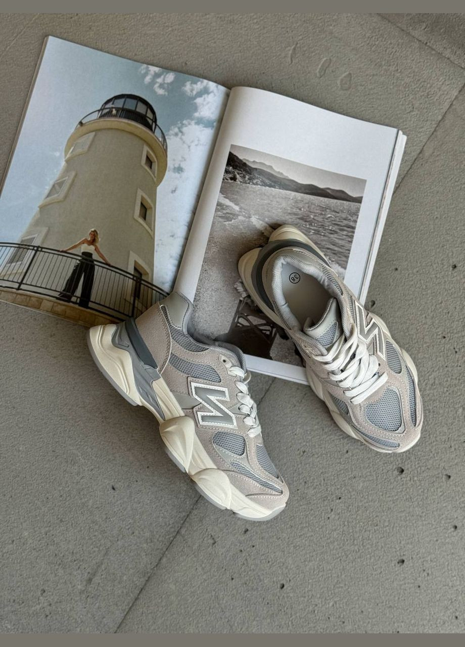 Белые осенние женские трендовые кроссовки в стиле new balance сетка натуральная кожа,замш 2024 No Brand серые демисезоны (302088444)