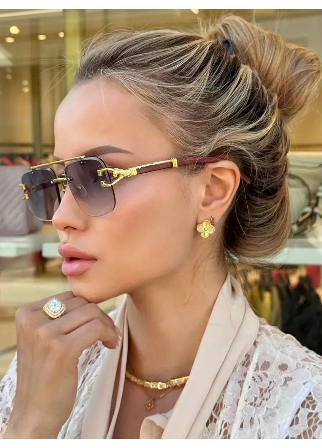 Очки солнцезащитные унисекс квадратные Jaguar безободковые градиент черные No Brand (362135828)