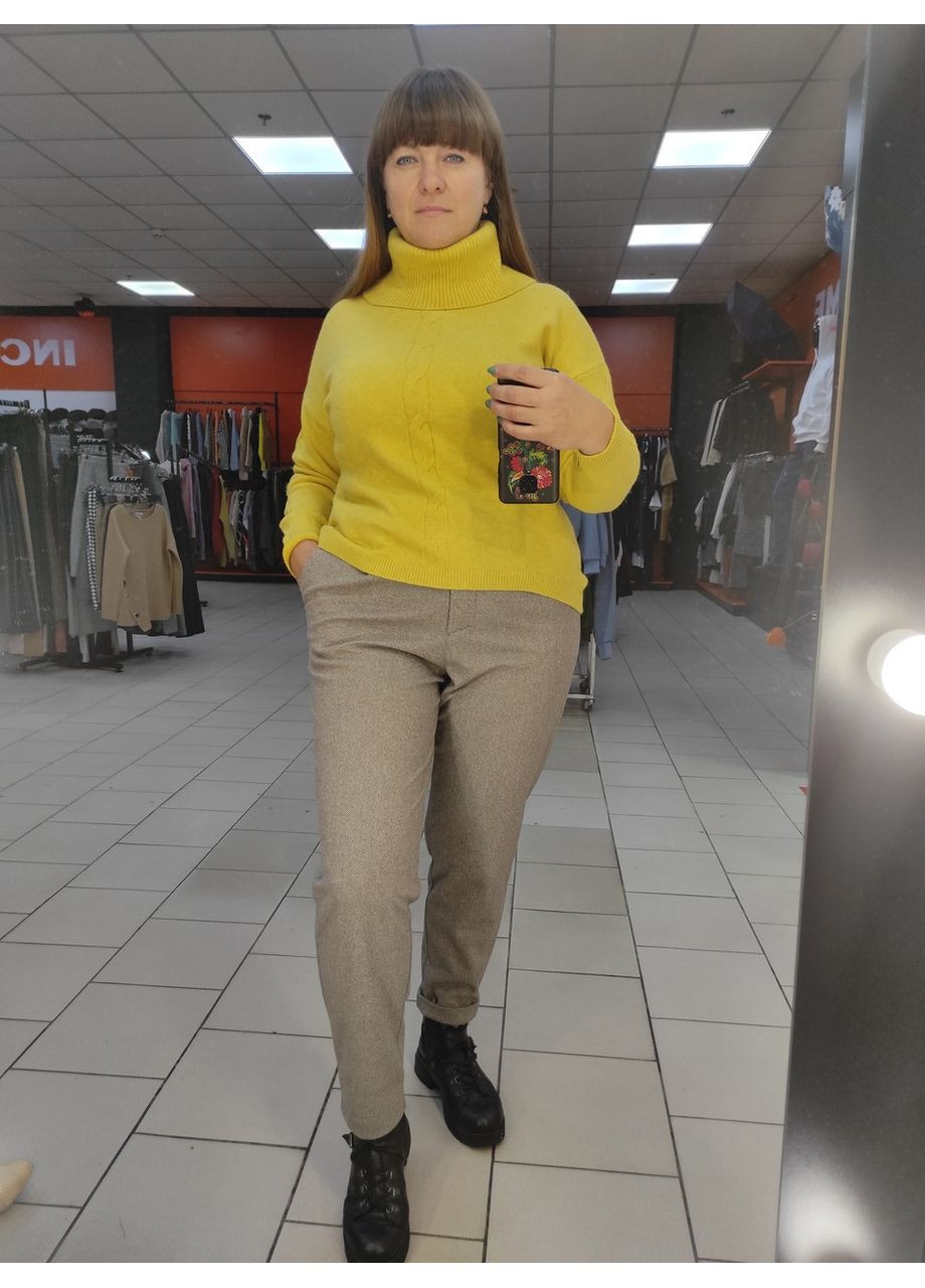 Жіночі вовняні штани сірі батал No Brand (363053965)