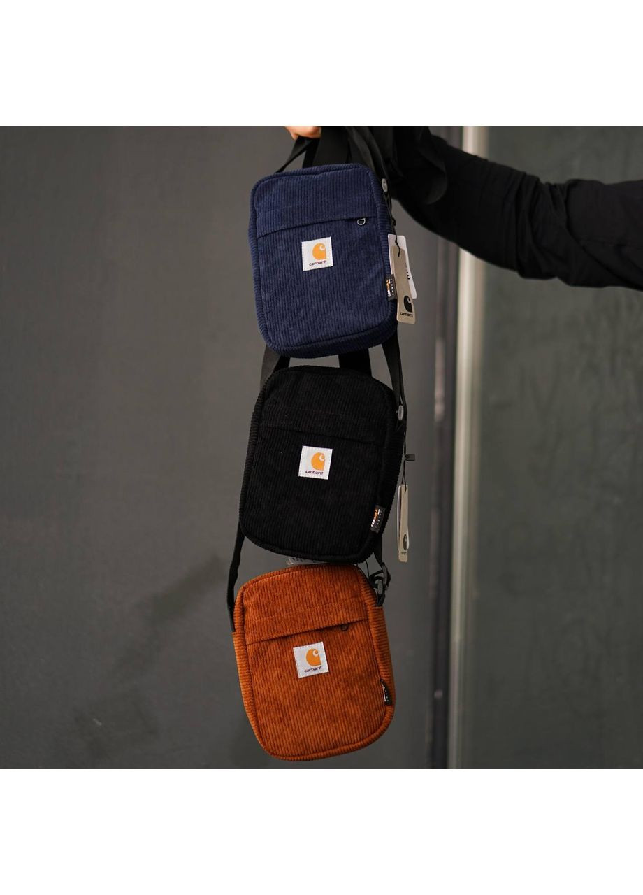 Сумка велюровая - барсетка Кархартт Коричневая No Brand (362501802)