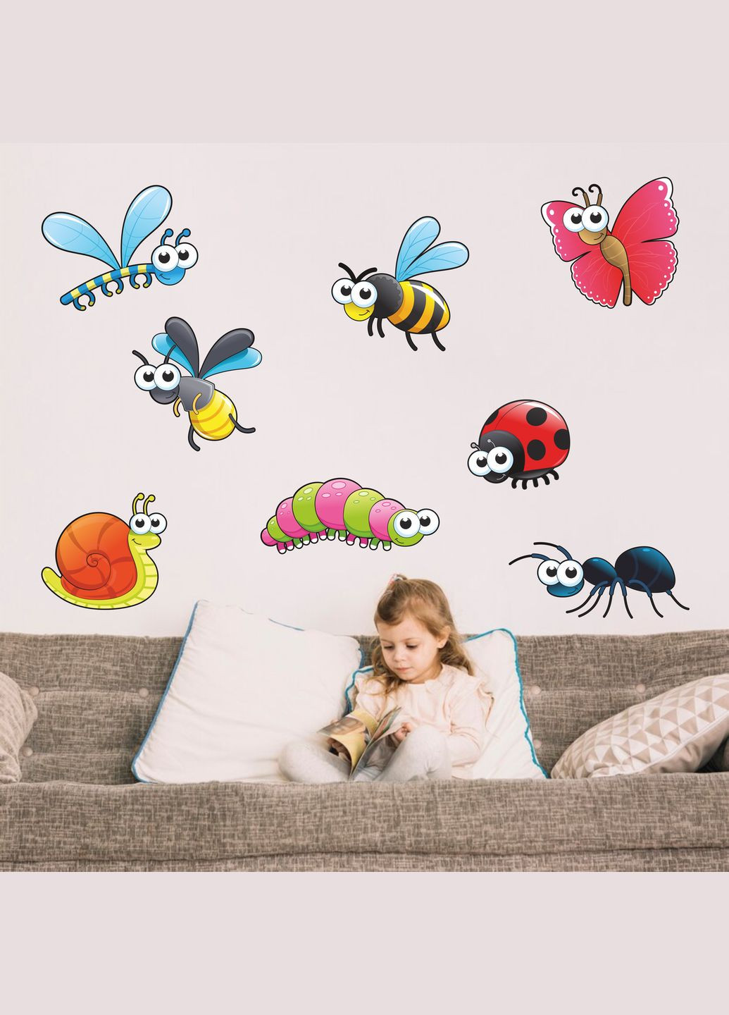 Виниловая интерьерная на стену, обои и другие поверхности "Насекомые. Бабочка Гусеница" Кавун наклейка (316189940)