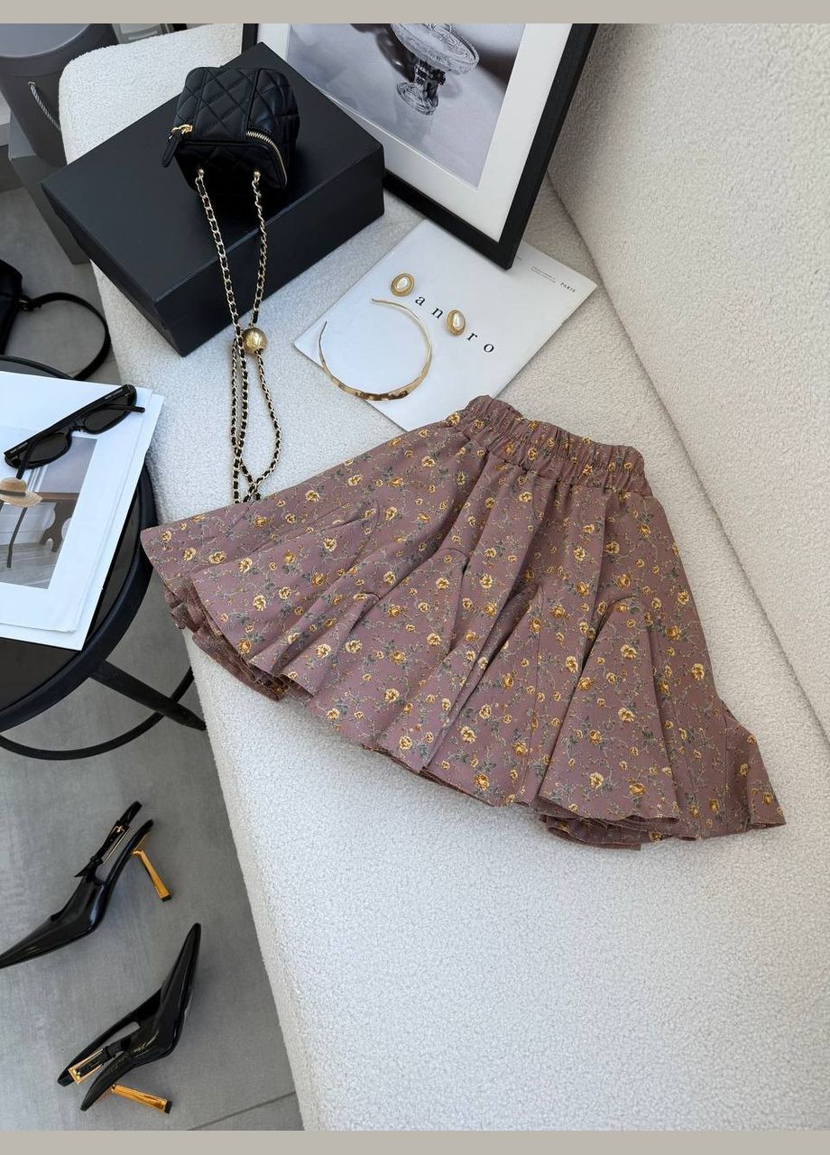 Светло-коричневая кэжуал однотонная юбка-шорты тренд весна-лето Adelante