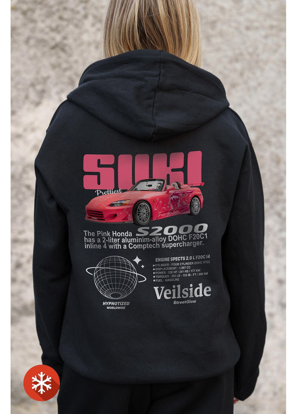 Жіноче Утеплене Зіп Худі На Флісі Зіпер З Принтом Suki Kane Black Without (372520002)