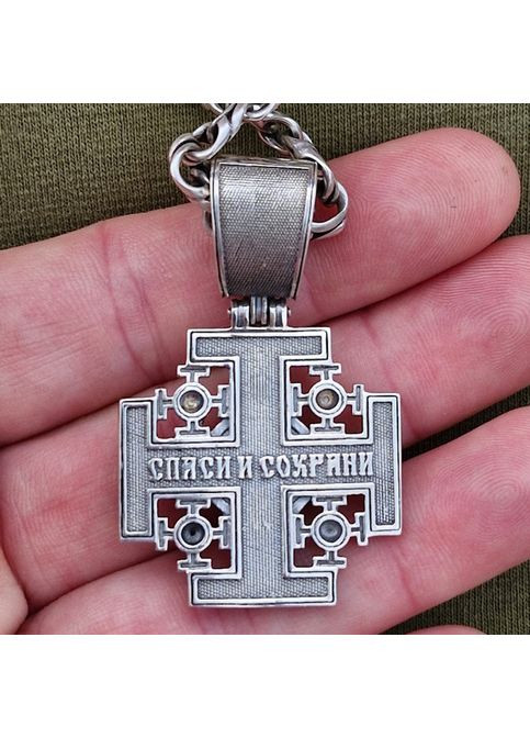 Срібний чоловічий Хрест великий із золотом No Brand (355921924)