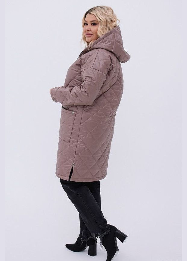 Бежевая женская теплая стеганная куртка цвет мокко р.64/66 449447 New Trend
