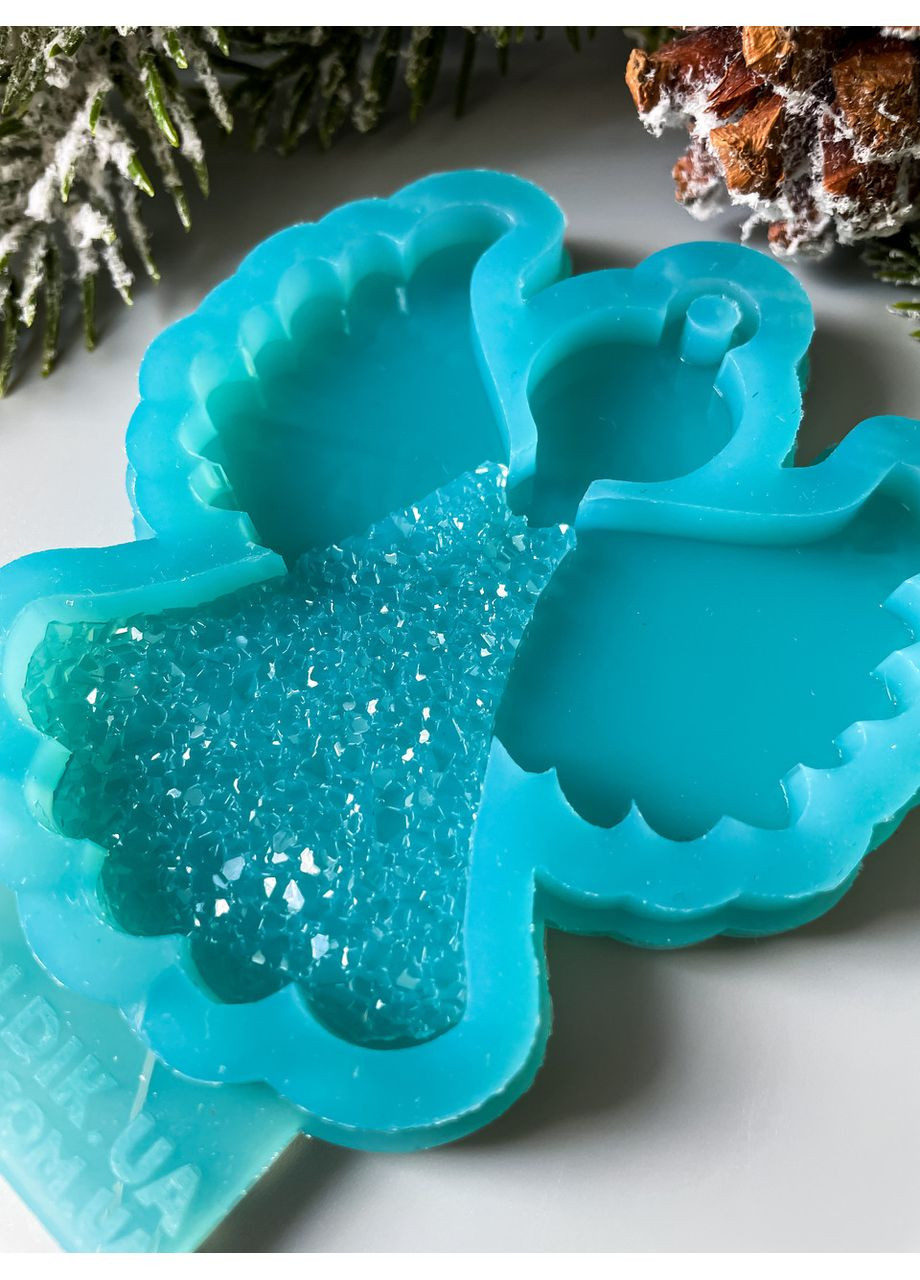 Молд Янгол у кристалічній сукні форма для новорічних іграшок на ялинку силіконова форма для епоксидної смоли No Brand (370566592)