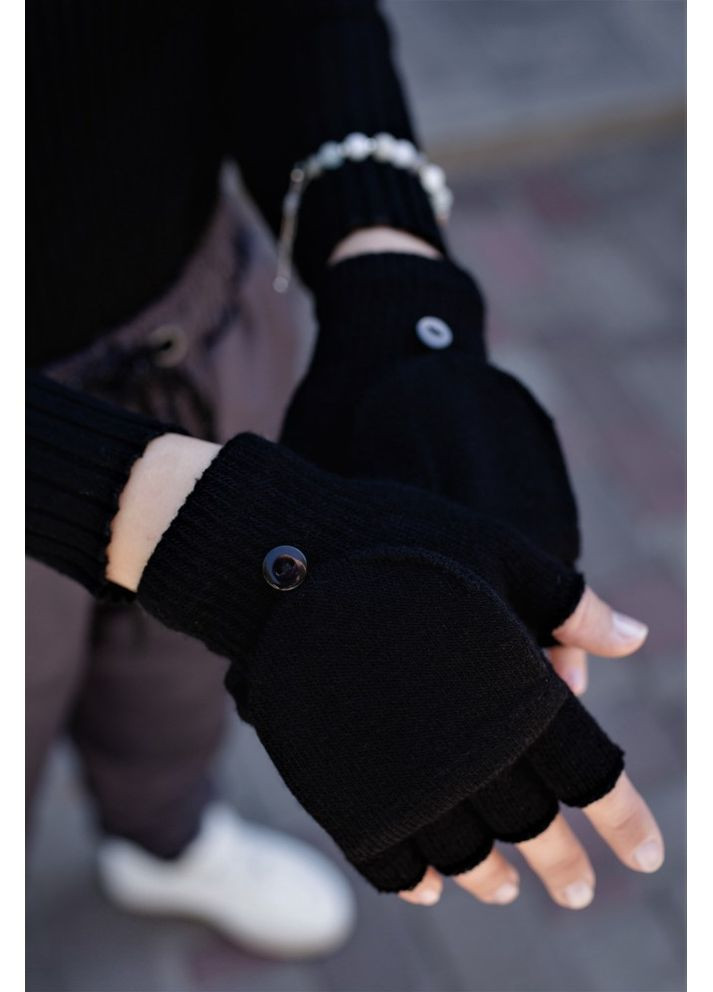 Перчатки чорні Button Black Without (362571612)