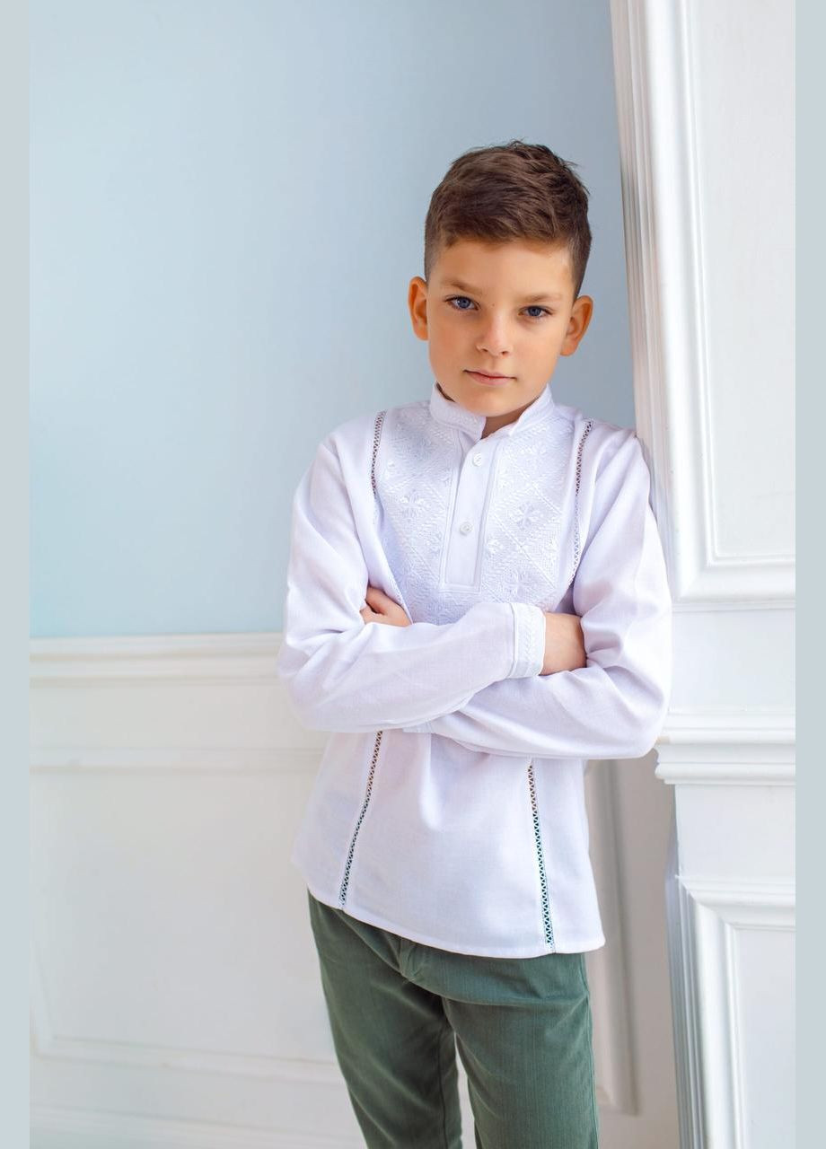 Вишиванка святкова для хлопчика біла по білому 152 No Brand (341327814)