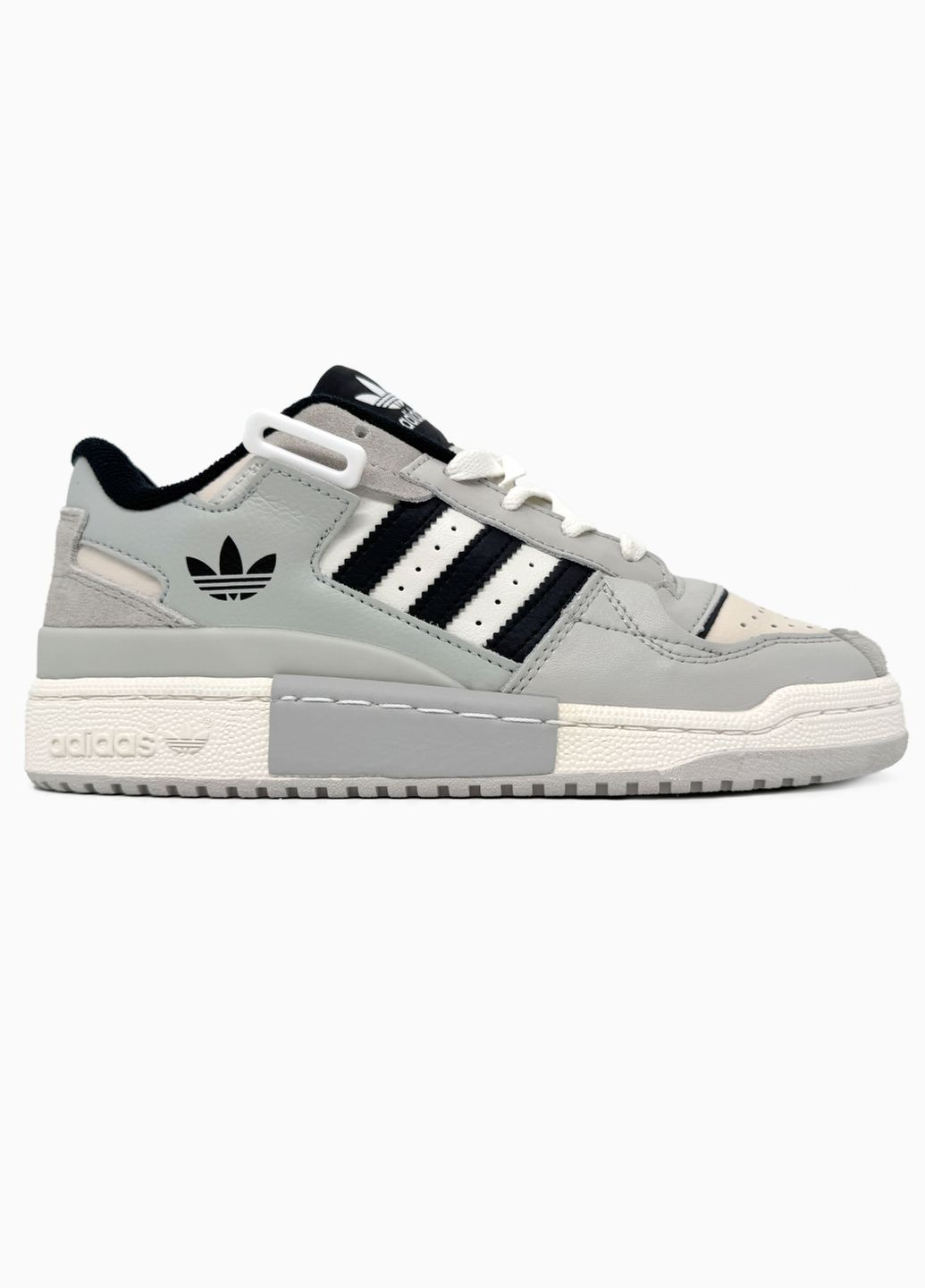 Серые демисезонные кроссовки мужские и женские adidas forum exhibit low grey white | адидас форум серые белые No Brand