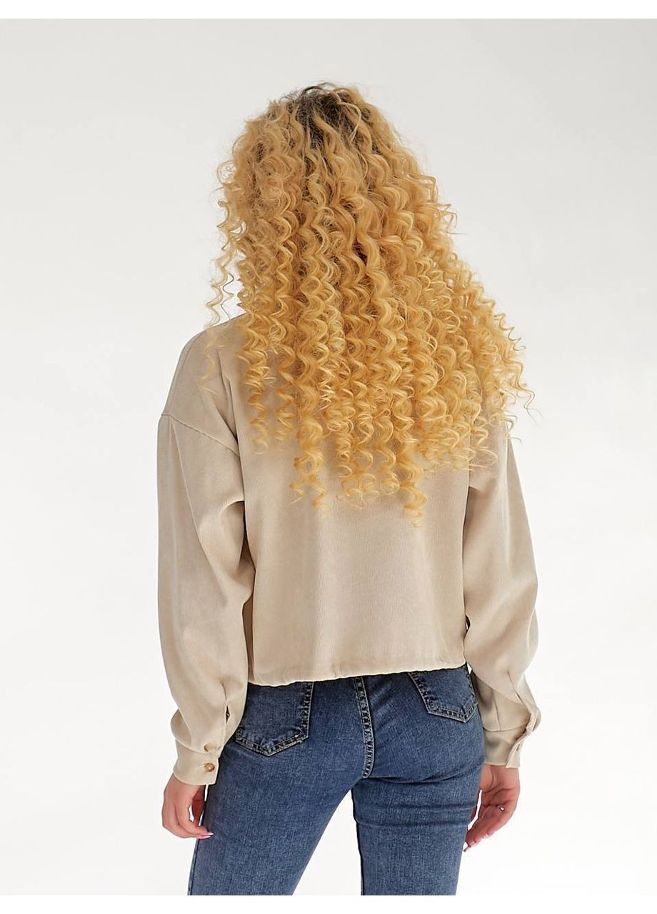 Жіноча вельветова сорочка на резинці бежевого кольору 34231 No Brand (354242647)
