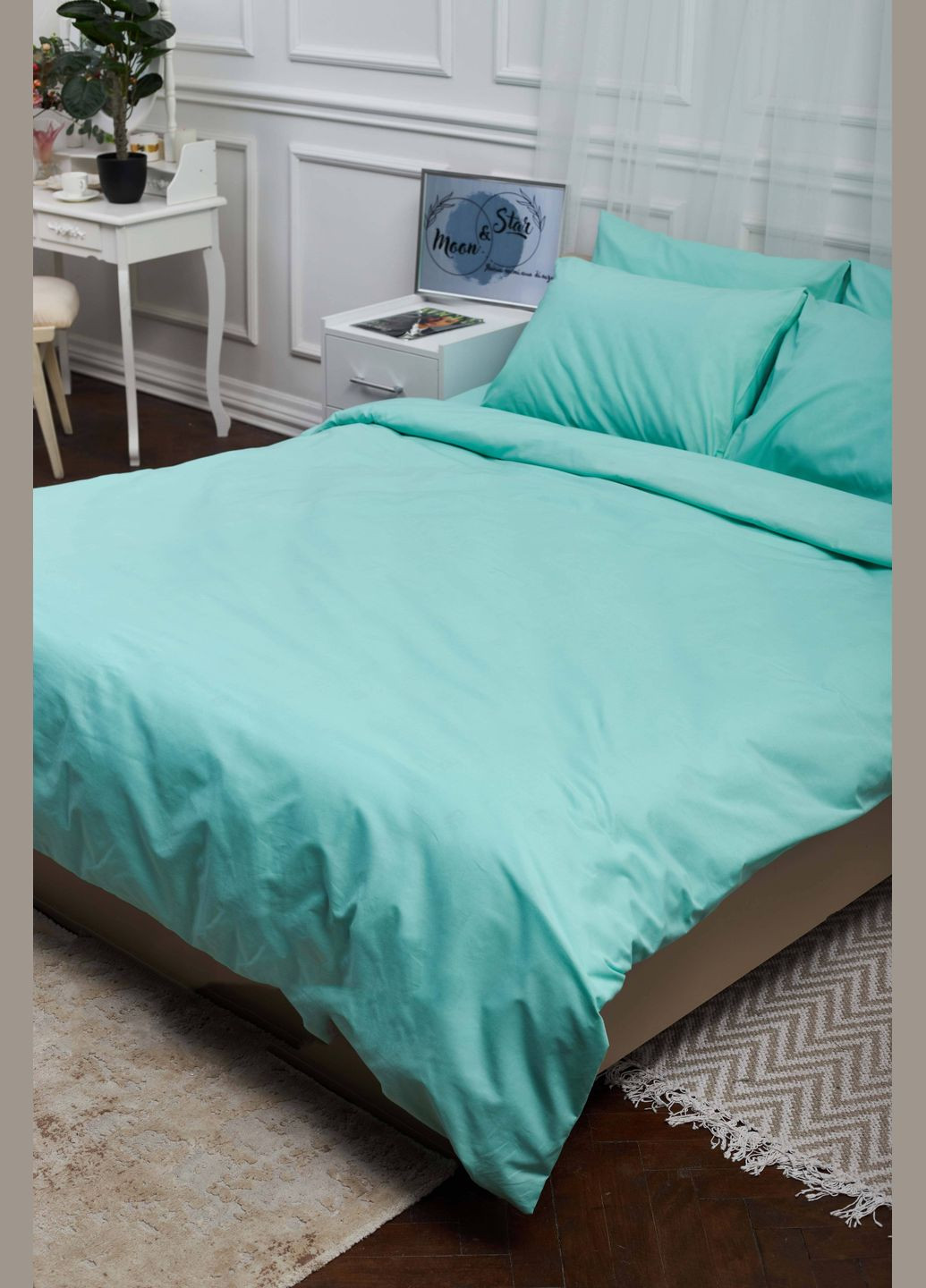 Комплект постільної білизни King Size 220x240 наволочки 2х70х70 Бязь Gold Люкс (MS-820001184) Moon&Star Mind (285717605)