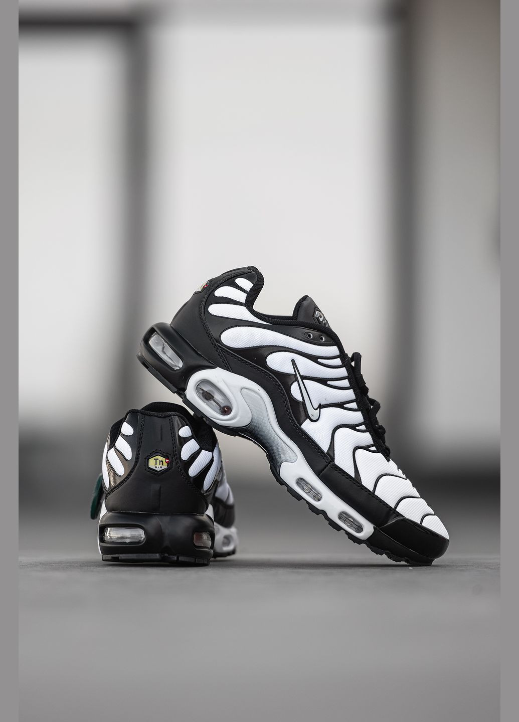 Чорно-білі Осінні кросівки чоловічі і жіночі nike air max tn plus black white | найк аір макс тн плюс чорно-білі No Brand