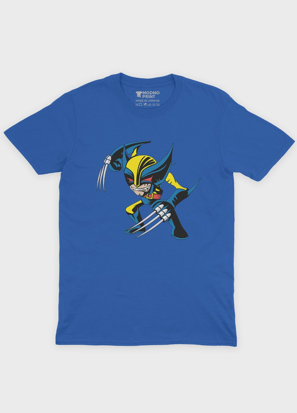 Синя чоловіча футболка з принтом супергероя - росомаха (ts001-1-brr-006-021-002) Modno