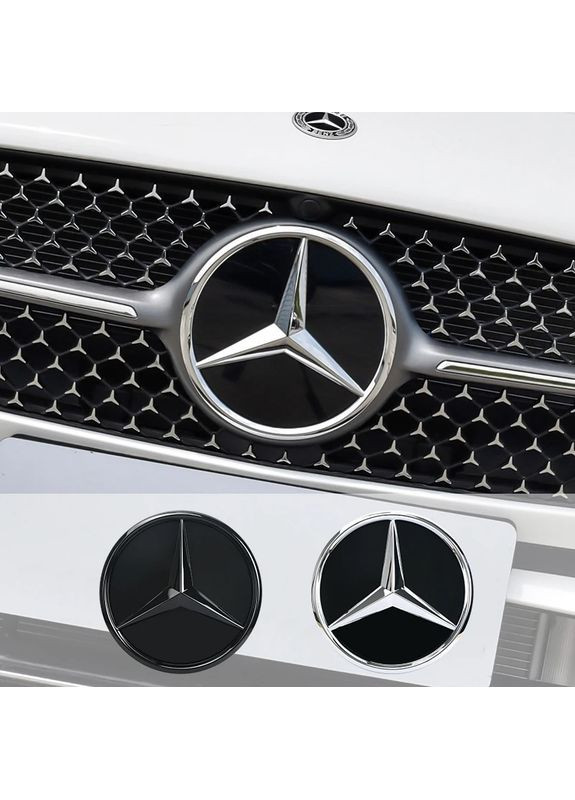 Емблема решітки Mercedes W253 3D чорна+хром d=205 мм пластик (на защіпках) ОЕМ A0008880160 Mercedes-Benz (369609909)