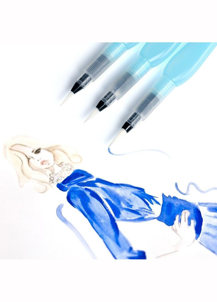 Набір пензликів з резервуаром для води (Water Brush Pen) 3 штуки Worison (322635025)