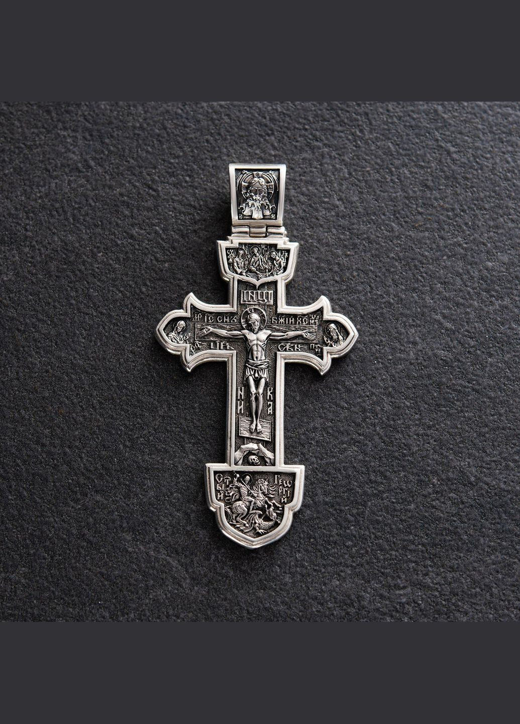 Срібний православний хрест Розп'яття Христове. Деісус. Трійця 132733 Oniks (264024271)