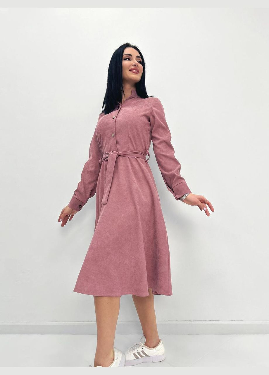 Пудрова вельветова сукня міді Fashion Girl