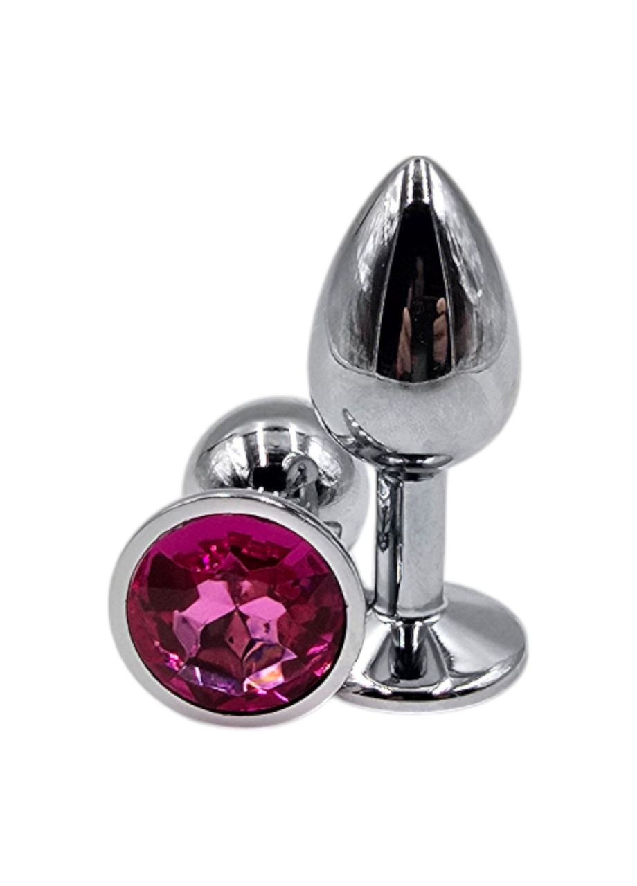 Анальная пробка с камнем металлическая для начинающих цвет камня розовый Размер S China (322424095)