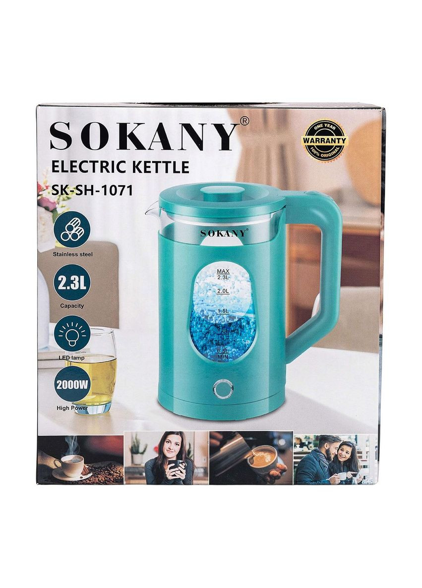 Електрочайник побутовий 2,3 л дисковий з автовимкненням SK-SH-1071BL Sokany (370974600)