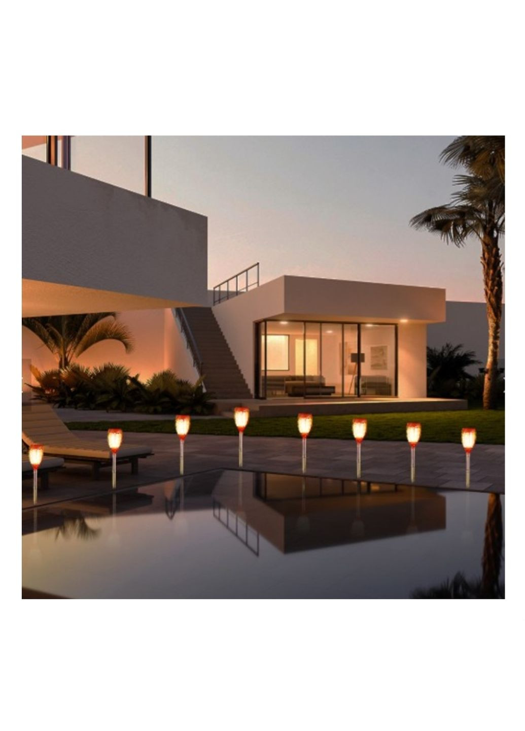 Садовий світильник на сонячній батареї ліхтар Смолоскип з ефектом полум'я мерехтливий вогонь 12 LED 515 мм No Brand (345701967)