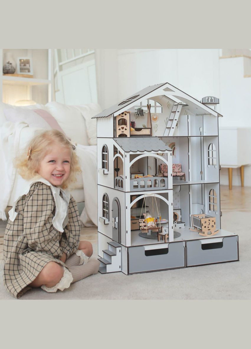 Кукольный домик Смарт Хаус с лифтом и ящиками для ЛОЛ с мебелью Eco (kdl011oe) NestWood (303632963)