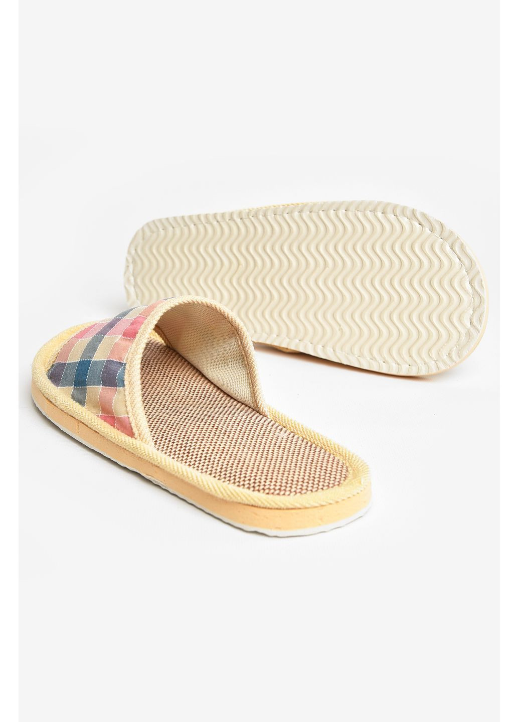 Цветные тапочки домашние женские разноцветные в клеточку Let's Shop