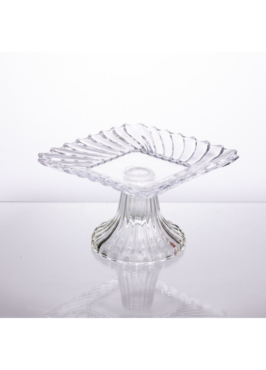 Тортівниця скляна квадратна на ніжці 16х16 см прозора для десертів та випічки сервірувальна страва Yiwu (370432170)