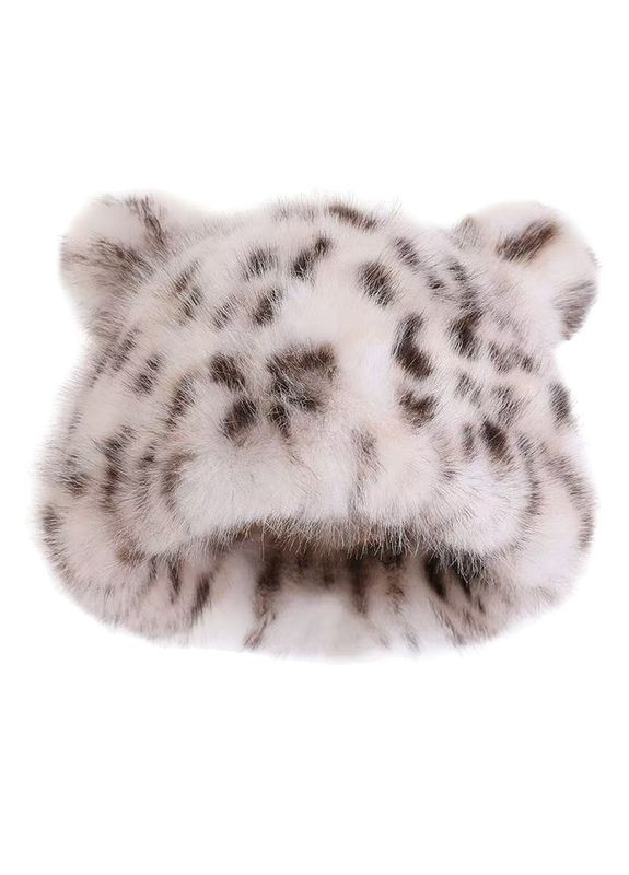 Зимняя шапка взрослая меховая с ушками белая Снежный барс на обхват головы до 58 см No Brand (369502845)