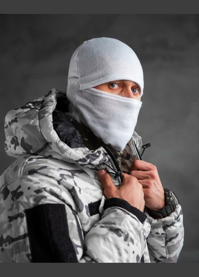 No Brand тактична зимова балаклава на флісі біла білий фліс виробництво - Україна