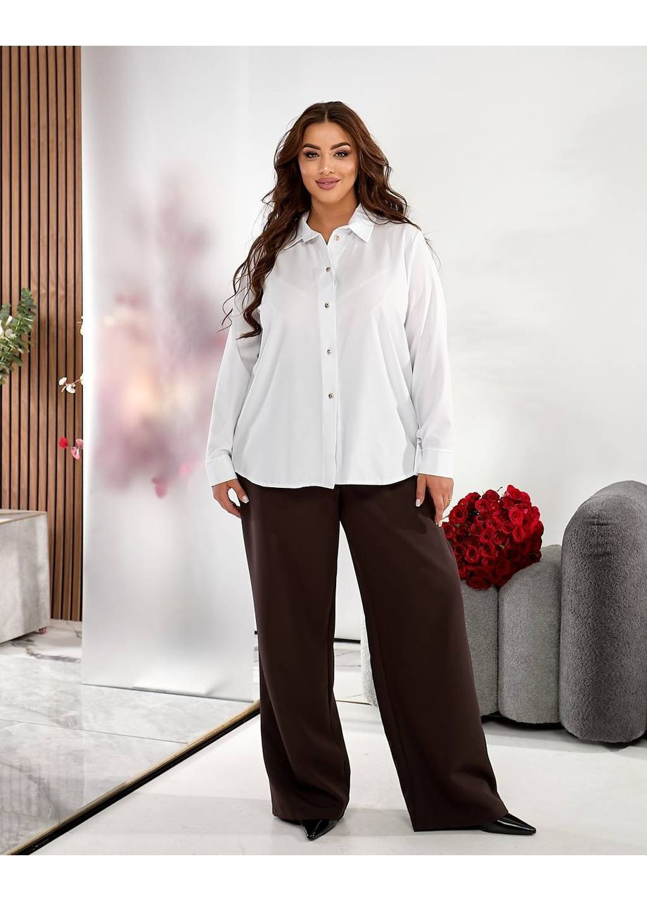 Белая женская классическая блуза No Brand