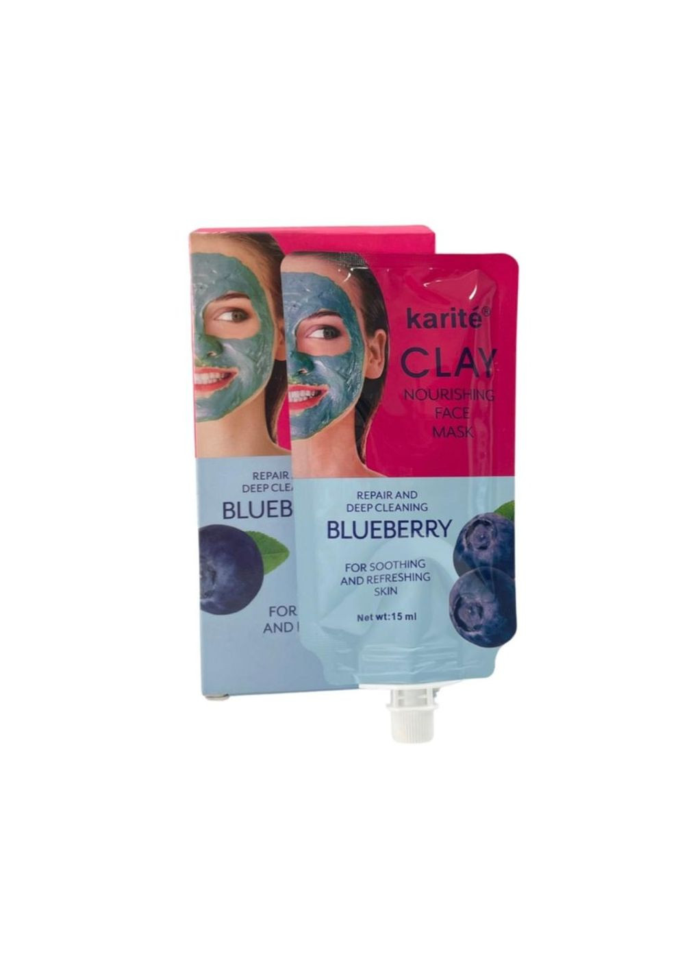 Глиняна маска-детокс для обличчя з чорницею: глибоке очищення та сяйво 20 ml Clay (361865741)