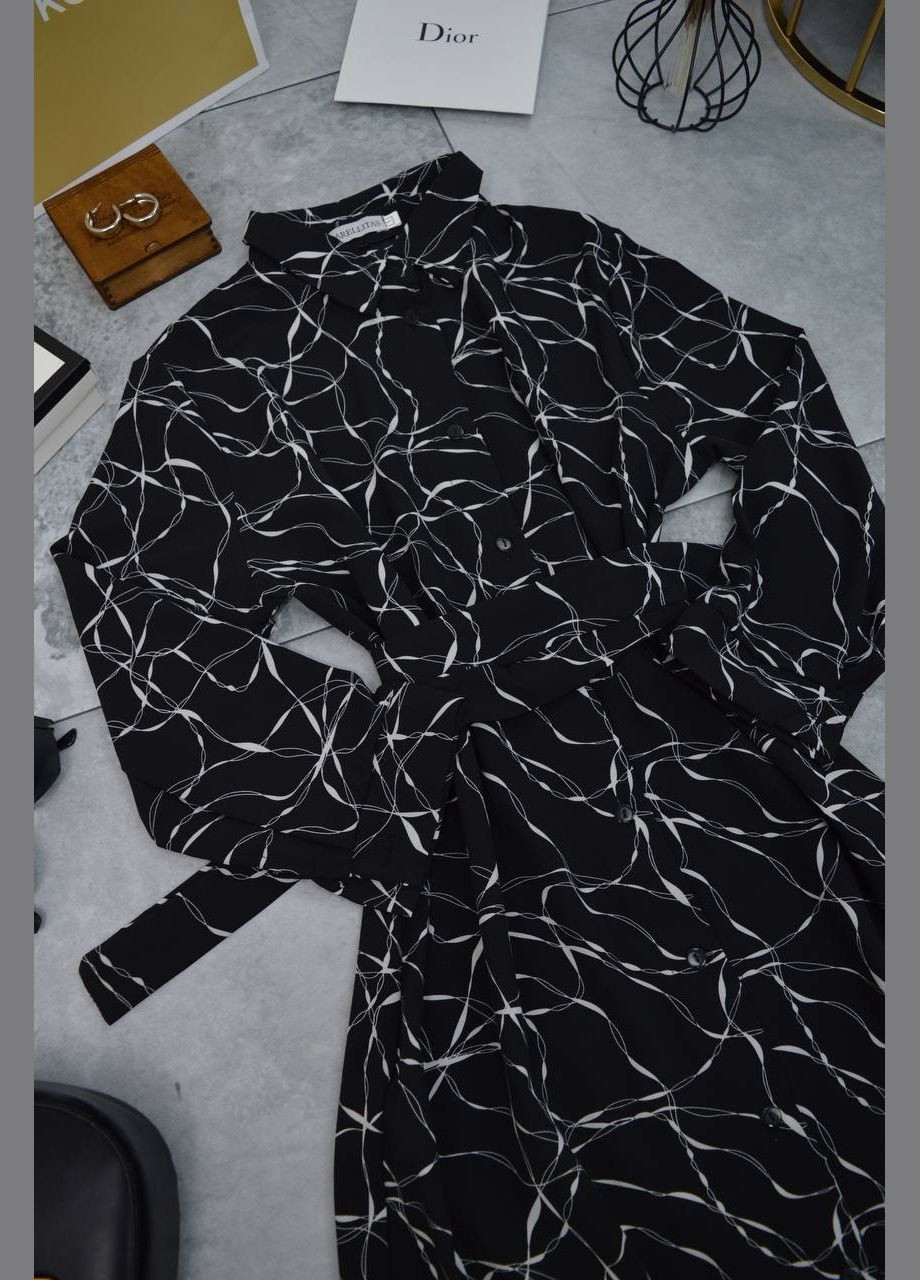 Чорна святковий, кежуал жіноча сукня FINO Mode з абстрактним візерунком