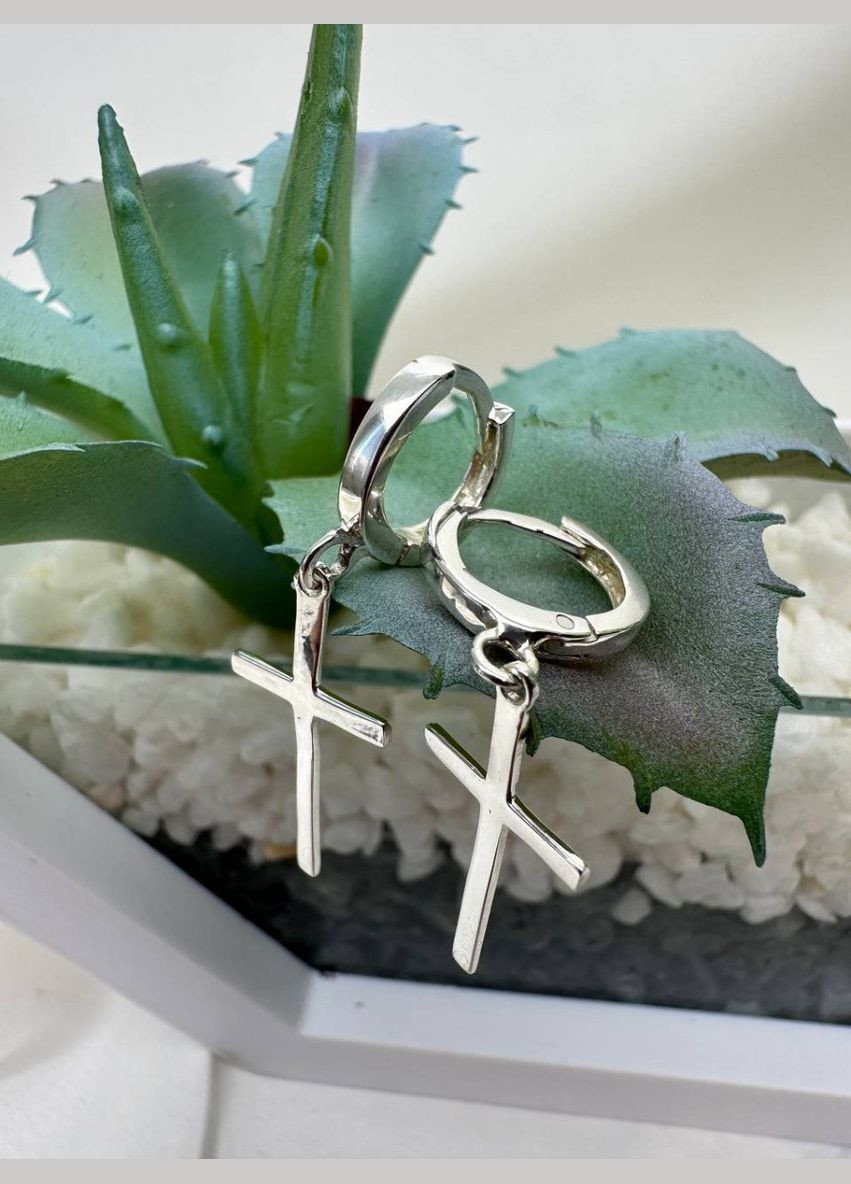 Сережки срібло 925 проба хрестики конго. No Brand (328263976)