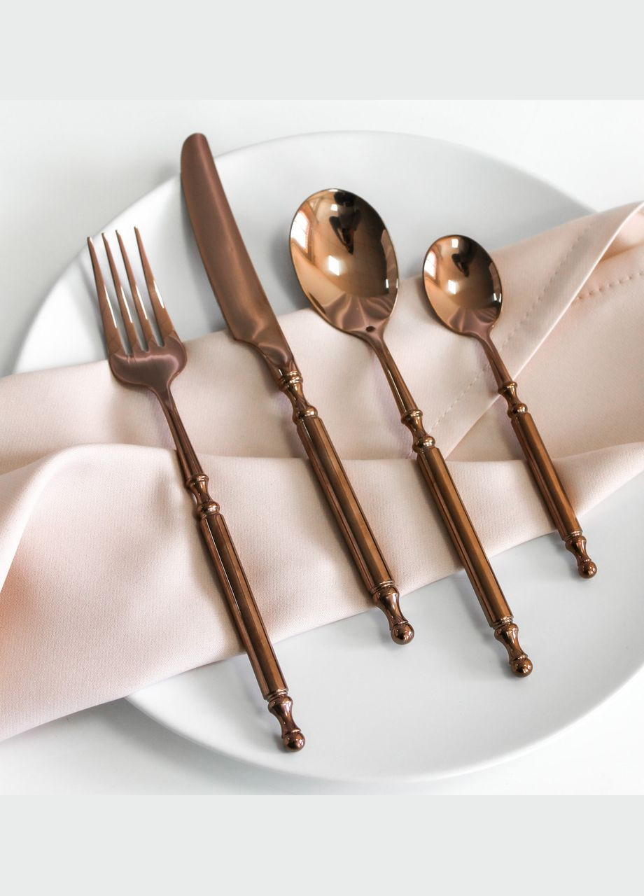 Набор столовых приборов цвета розовое золото Brooklyn из нержавейки 4 предмета для ресторанов дома REMY-DECOR (293152560)