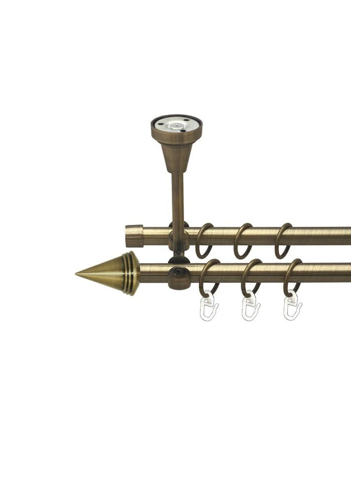 Карниз Конус металевий дворядний відкритий до стелі гладка труба Антик 16\16 мм 240 см (00-00016909) ORVIT (300284813)