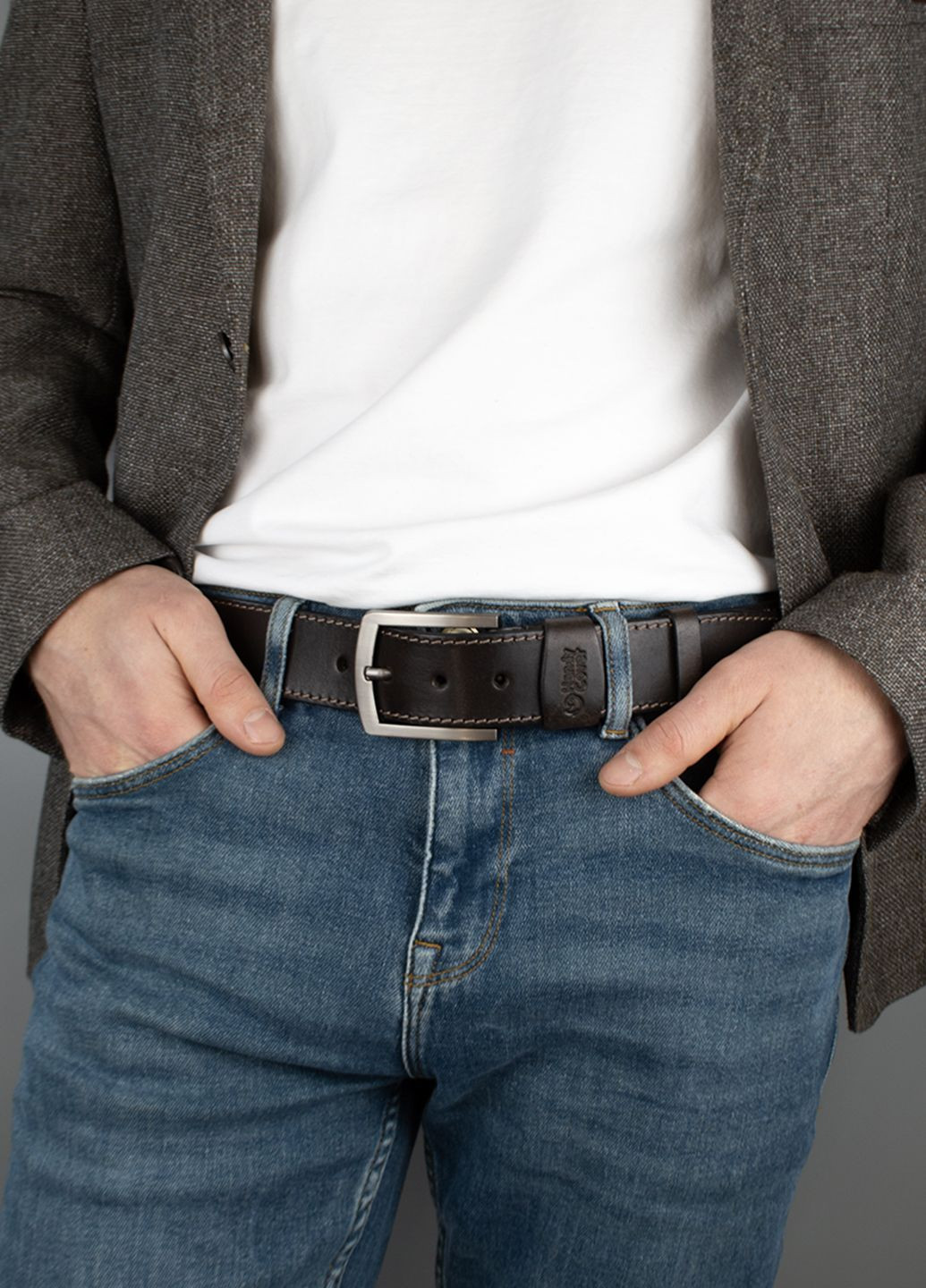 Подарунковий набір для чоловіка в коробці №42 (коричневий) ремінь, портмоне, обкладинка ID паспорт HandyCover (302211523)