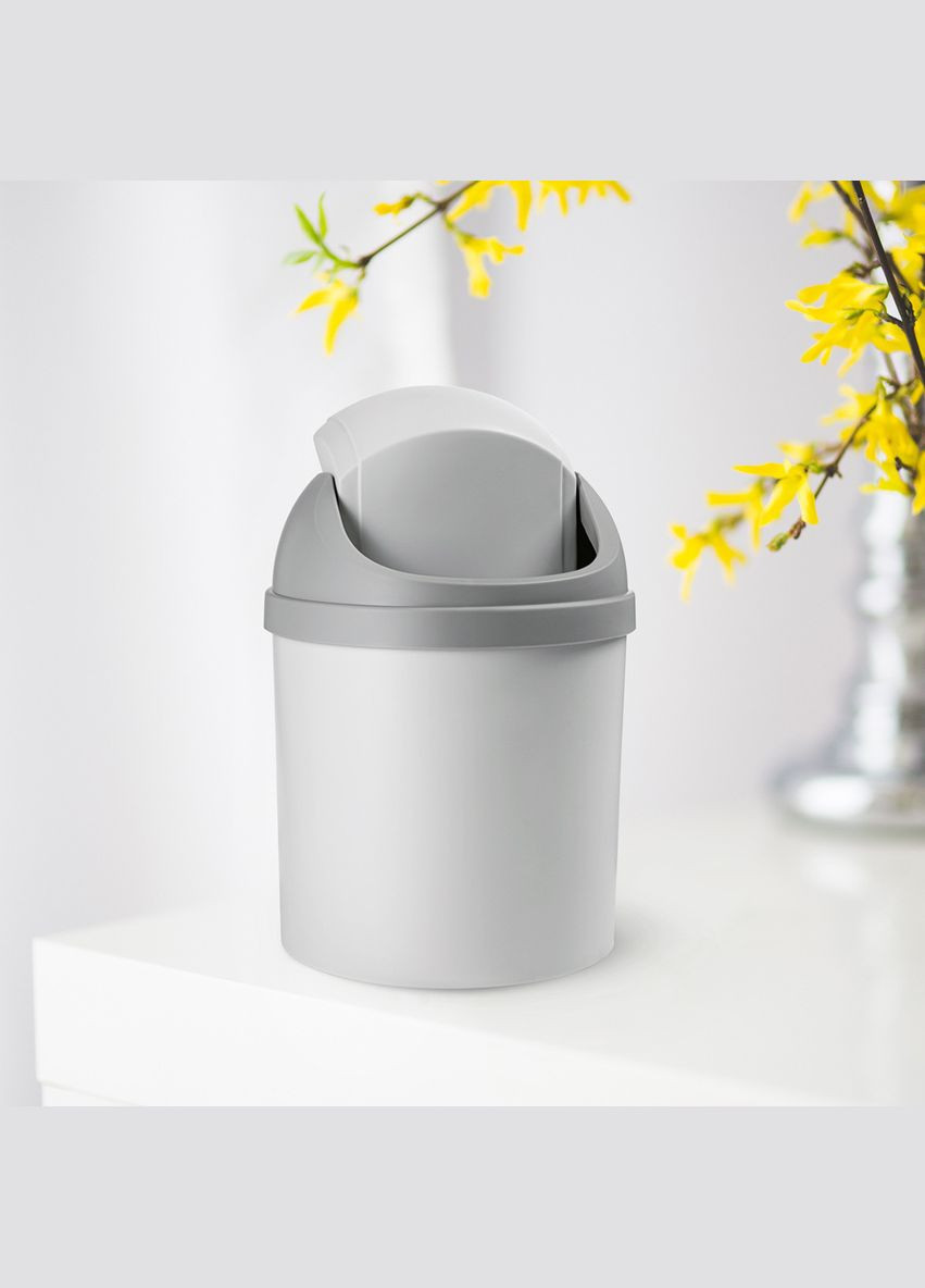 Відро для сміття з кришкою MVM BIN-10 1,6 л Сіре (BIN-10 1.6L GRAY) МВМ (365280787)